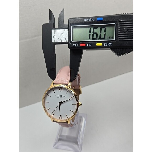 Vincera Collective Rose Womens Watch 38mm White Dial Pink Leather New Battery main image 9